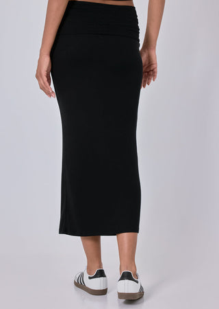 Airjet Rib Fold Waist Skirt Black