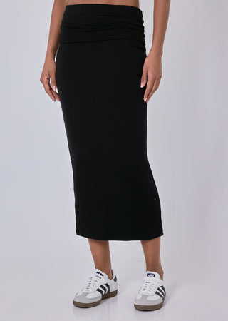 Airjet Rib Fold Waist Skirt Black