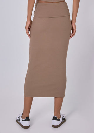 Airjet Rib Fold Waist Skirt Walnut