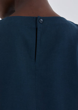 Women Linen Relaxed Tank Dark Navy