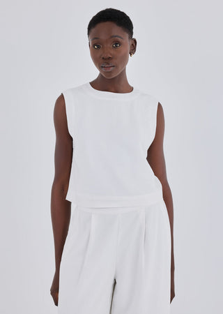 Women Linen Relaxed Tank Ivory