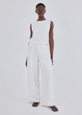 Women Linen Relaxed Tank Ivory