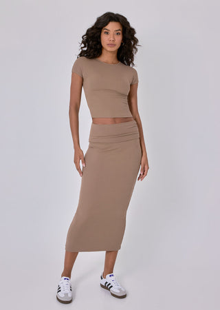 Airjet Rib Cap Sleeve Top Walnut