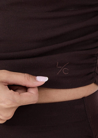 Women's Ruched Top Dark Cocoa