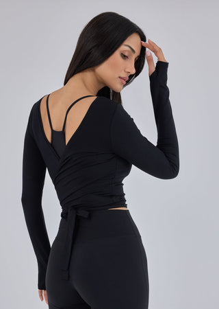 Women’s Aloe Wrap Top Black