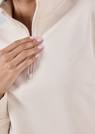 Unisex Oversized 1/2 Zip Sweater Ecru