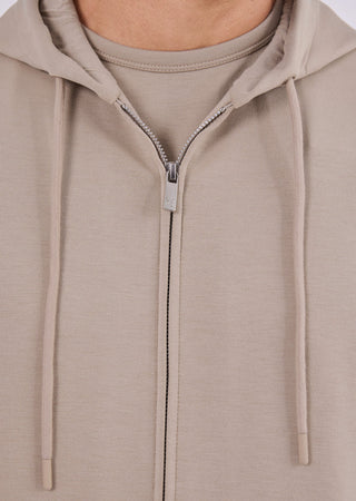 Men's Zip Up Hoodie Beige