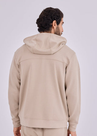 Men's Zip Up Hoodie Beige