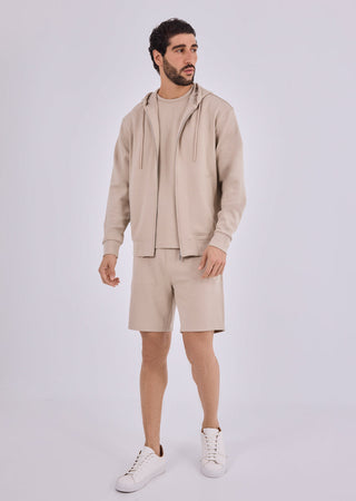 Men's Zip Up Hoodie Beige