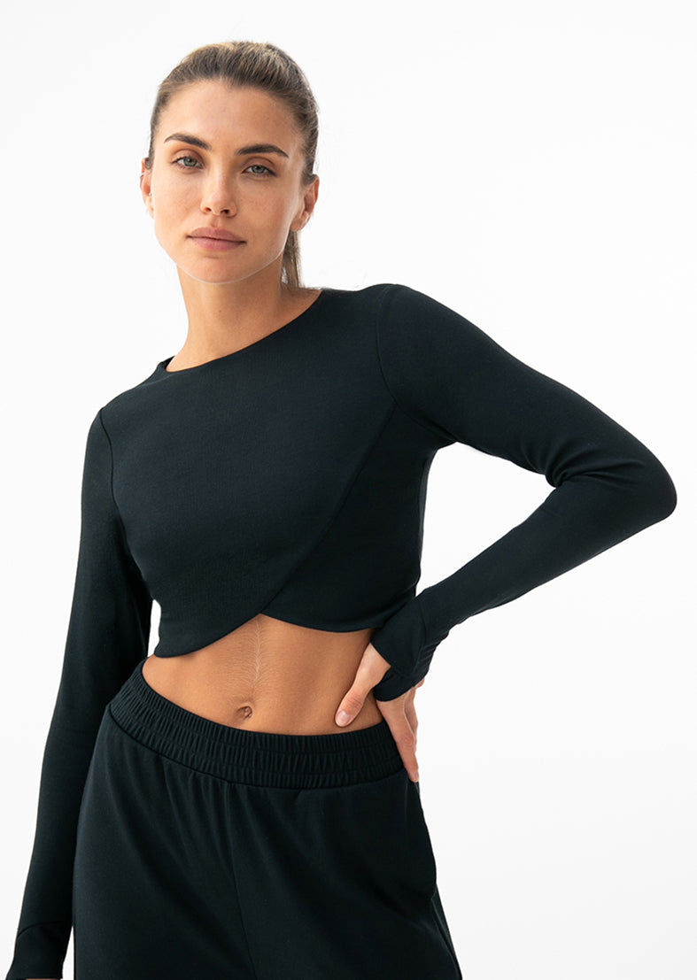 L'COUTURE Elevate Rib Long Sleeve Top Black