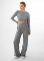 L'COUTURE Elevate Rib Long Sleeve Top Grey