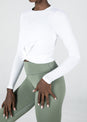L'COUTURE Long Sleeve Tops Elevate Long Sleeve Knot Top White