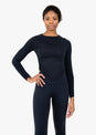 L'COUTURE Silk Ruched Long Sleeve Top Black