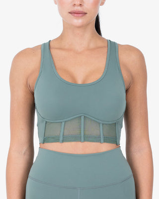 L'COUTURE Sports Bras Glide Active Mesh Corset Bra Forest Green
