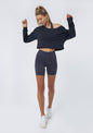 L'COUTURE Sweatshirts Vitality Off The Shoulder Crop Sweat French Navy