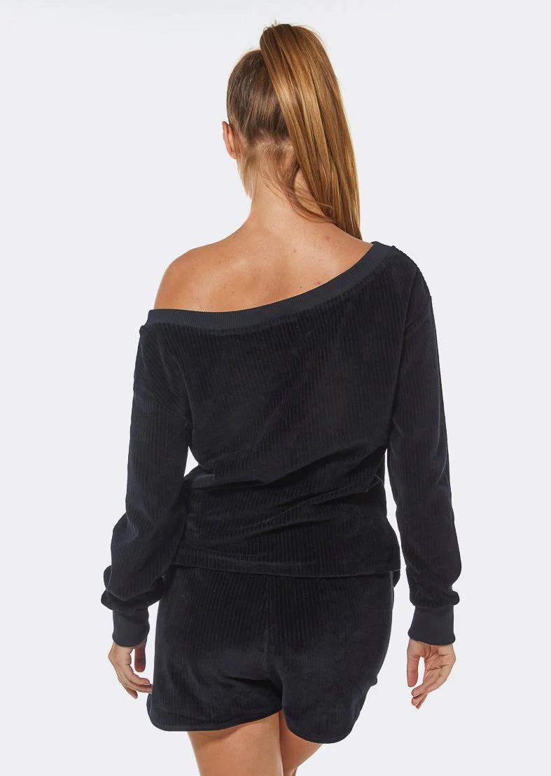 L'COUTURE The Feels Velour Top Black