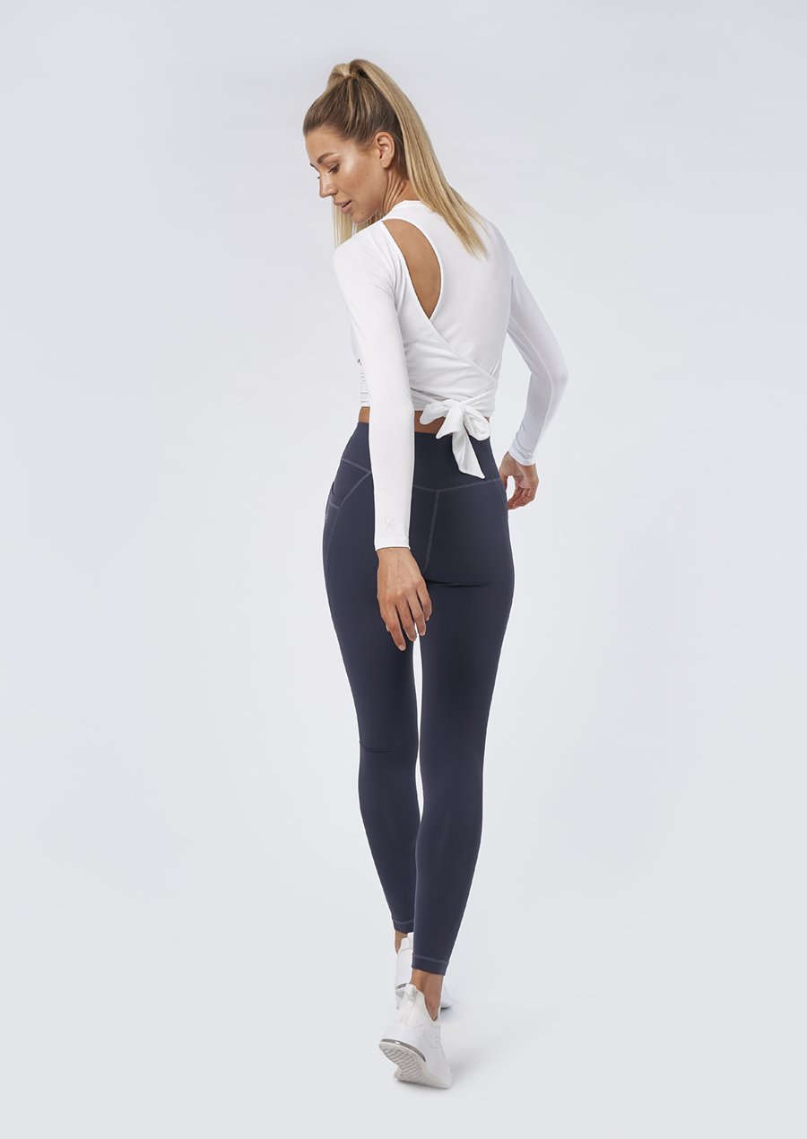 L'COUTURE Tops Vitality Long Sleeve Wrap Top White