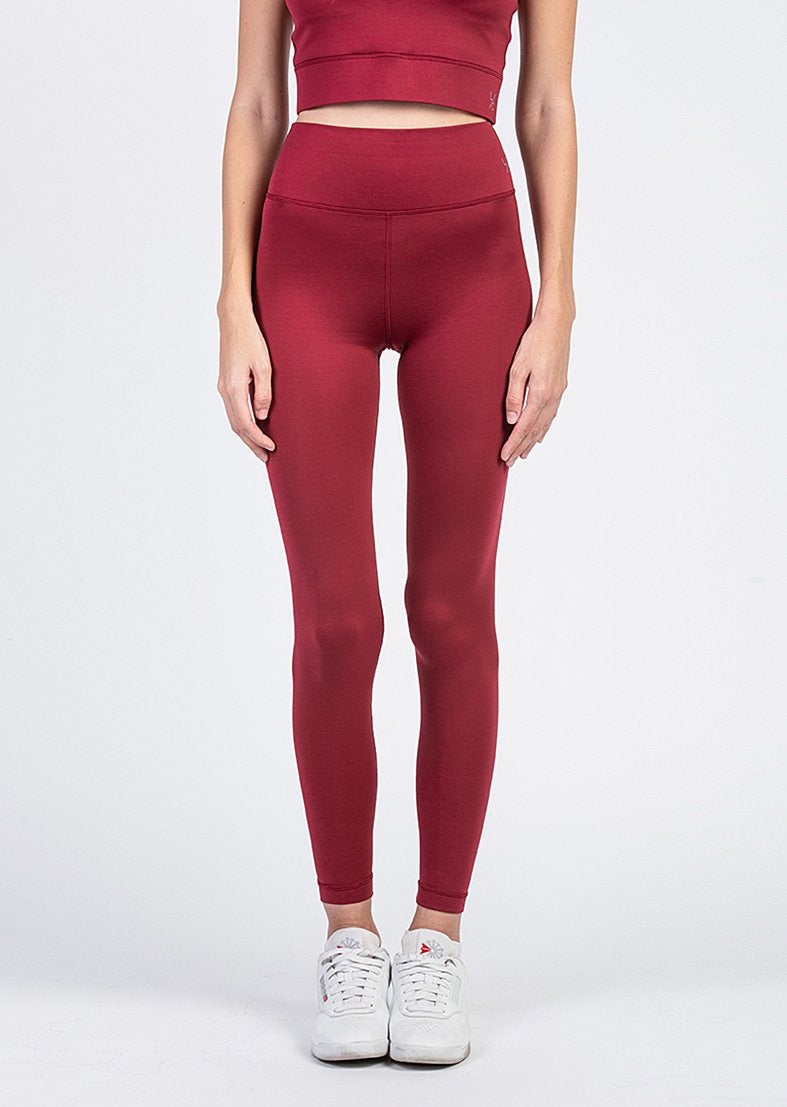 L'COUTURE Untamed Lace Up Leggings Oxblood